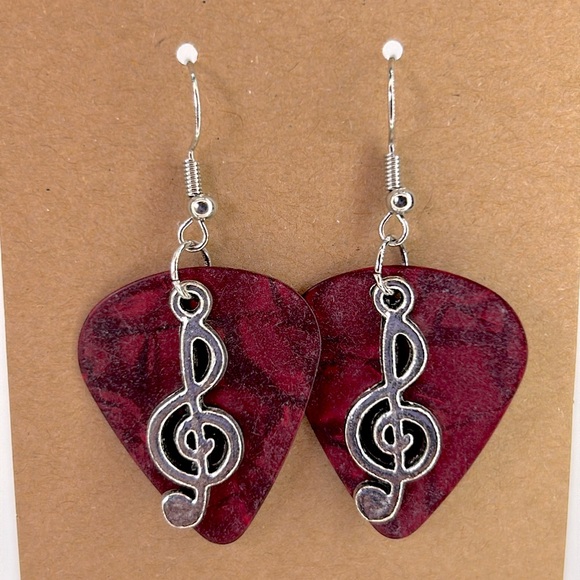 Jewelry - Guitar Pick Custom Earrings with Music Charm
